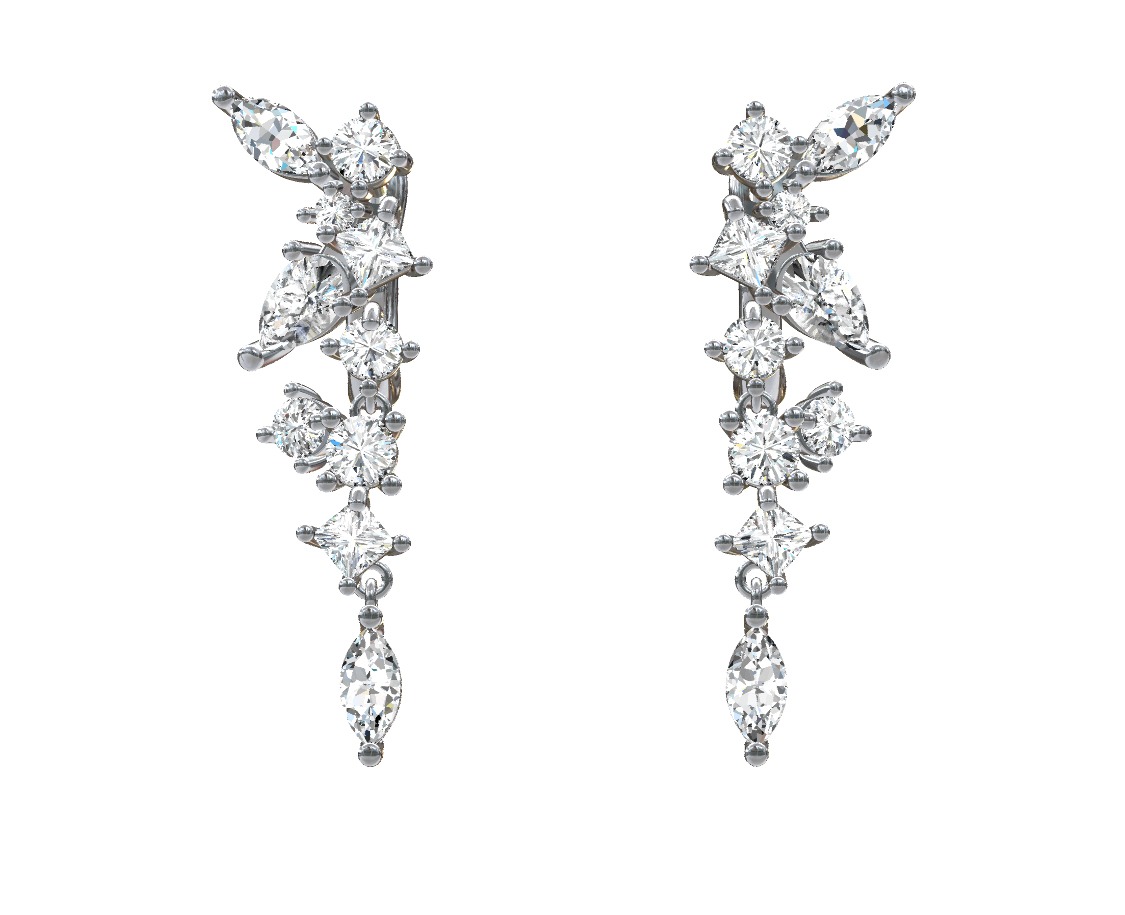 Diamond cluster drop earrings